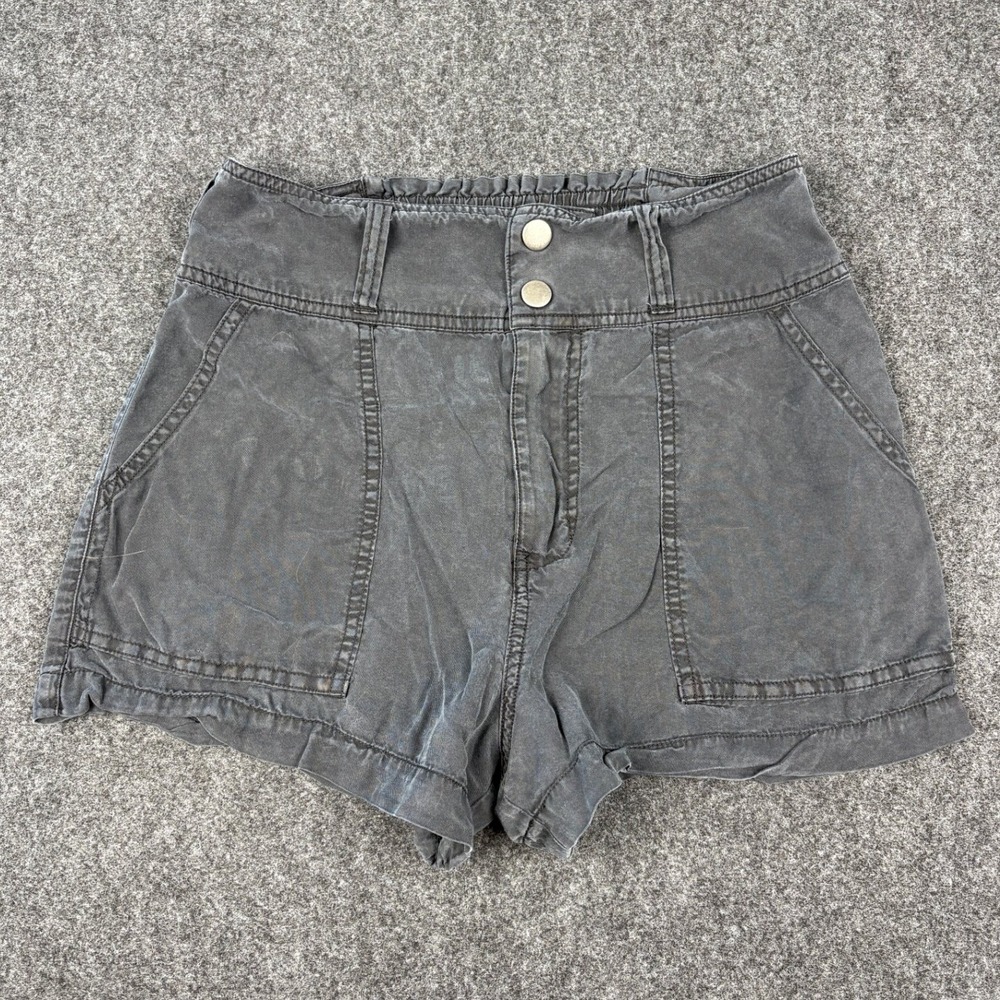 Abercrombie & Fitch High Rise Smocked Back Utility Shorts Charcoal Black Small